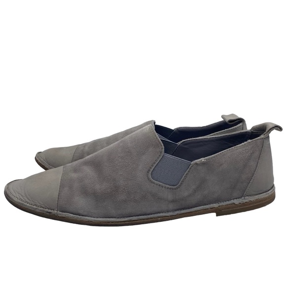 Vince Shoes Gray Leather Suede Slip On Flats Casual Italy Womens Cap Toe Sz 7.5 - Picture 8 of 8